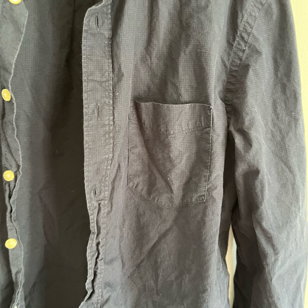 H&M Navy Button-Up Shirt 3/$40 - Picture 3 of 6